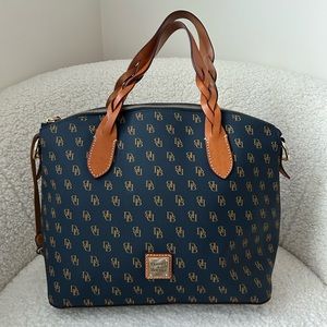 Dooney & Bourke Logo Navy Celeste Satchel Bag